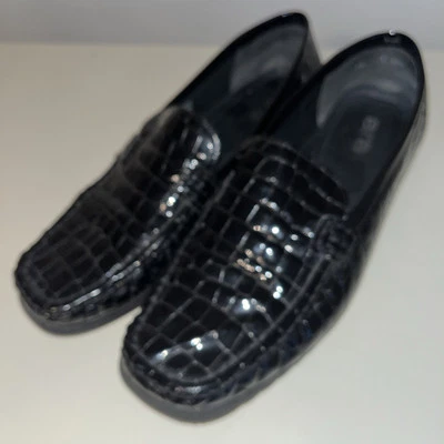 Mocassim Ara Shoes preto couro envernizado masculino EUA tamanho 7.5 - Imagem 1 de 4