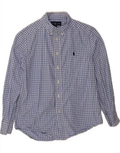 RALPH LAUREN Boys Shirt 10-11 Years Medium Blue Gingham Cotton AT04 - Picture 1 of 3