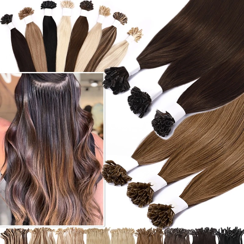 LIQUIDACIÓN Extensiones de cabello humano Remy preunidas punta en U uñas pegamento de queratina fusión Foto 1 de 4