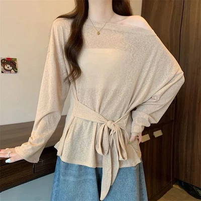 Donna Trasparente Top Sottile Sun-Protection Camicia Cinturino Cover Lungo Tasca - Immagine 1 di 4