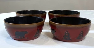 Home Studio Woodland Collezione Zuppiera Rossa Insalatiere Cabina Orso Rustico Set 4 - Foto 1 di 5