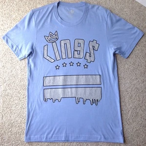 CAMISETA MED KING$ HIP HOP Azul Claro PLATA BRILLANTE BRILLO LOGO ING$ música rap - Imagen 1 de 4