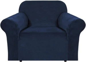 BellaHills Echt Samt Stretch Armbezug, Möbelschutz, 1-Sitzer, Navy - Bild 1 von 7