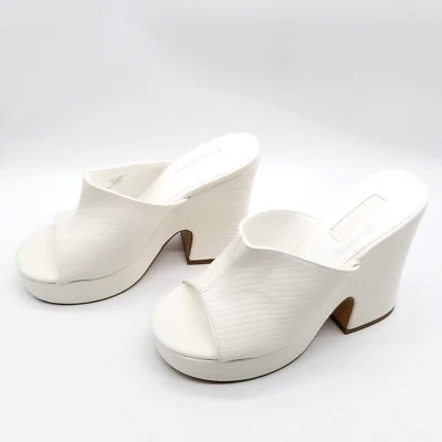 Topshop Mujer Ramble Plataforma Tacón Mula Talla 5 Off White Slide Foto 1 de 4