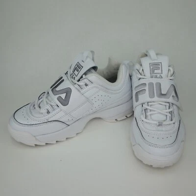 Fila Disruptor 2 Applikation weiße Leder-Schnür-Damen-Plateau-Turnschuhe UK 5,5 - Bild 1 von 4