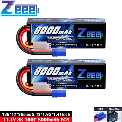 2x Zeee 3S Lipo Akku Batterie 11,1V 8000mAh 100C EC5 für RC Auto LKW Flugzeug - Bild 1 von 4