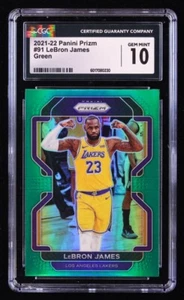 LA Lakers 🐐 LeBron James🐐 2021-22 Panini Prizm Prizms Green #91 Card [CGC 10] - Picture 1 of 2