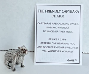 GANZ "The Friendly CAPYBARA" Charm Token Figurine + Poem Card 7/8"H x 1 1/4"W - Picture 1 of 7