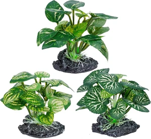 Aquarium Plants Fish Tank Decorations Silk Leaf Pad 3Pcs Decor Artificial Plants - Picture 1 of 12