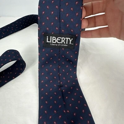 Галстук Liberty Of London 100% шелк винтажный ширина 3 дюйма длина 59 дюймов мужской темно-синий красный - Изображение 1 из 4