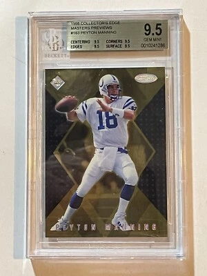 1998 Peyton Manning Collector Edge Master Gold Preview ROOKIE #183 BGS 9.5.Pop 2 - Image 1 of 3