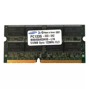 Samsung 512 MB SD SO-DIMM PC133S-333 133 MHz CL3 Memory RAM M464S6453HV0-L7A - Picture 1 of 3