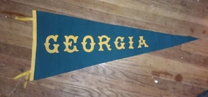 Banderín de lana de recuerdo Georgia de 1910 ¡Enorme 14 1/2 x 36 pulgadas! Verde y amarillo - Imagen 1 de 3