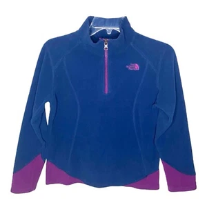 The North Face Navy Blue Purple Fleece Quarter Zip Girls Size L (14/16) - Picture 1 of 6