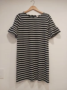 J. Crew Damengröße Medium schwarz-weiß gestreiftes Baumwollkleid - Bild 1 von 7