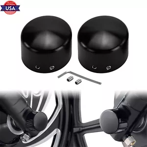 Black Front Axle Cap Nut Cover Fit For Harley Touring Road Glide Softail Dyna - Picture 1 of 13