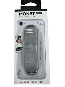 Monet strap grip kickstand, Universal Phone Holder( Grey Fur) - Photo 1 sur 3