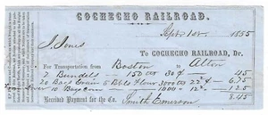 1855 Cochecho Railroad Freight Slip Receipt - Bags of Grain & Barrels of Flour - Picture 1 of 2