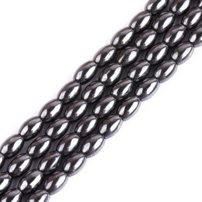 65stk Hämatitperlen Schwarz Perlen 6x4mm Oval Strang Nicht-magnetisch M553 - Bild 1 von 4