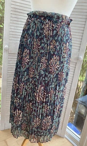 Next Morris & Co Chiffon Pleat Midi Skirt Honeysuckle Print Size 12 BNWT RRP £42 - Picture 1 of 8