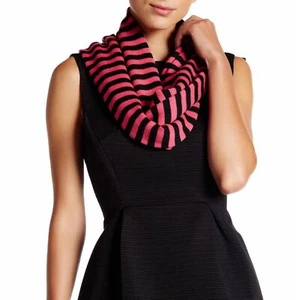 Kate Spade 100% Wool Modern Stripe Muffler Pink Swirl Black Knit Scarf Wrap New - Picture 1 of 5