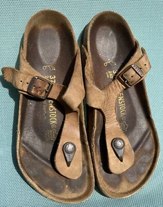 Bikenstock Brown Gizeh Thong Slides Slippers Size 37 Suede - Picture 1 of 9