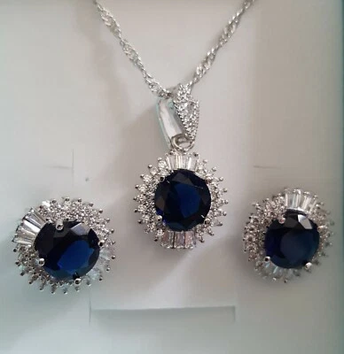 Prong Purple Amethyst Necklace Pendant and Earring Set CZ (3 Color Avaiable)  - Image 1 of 4