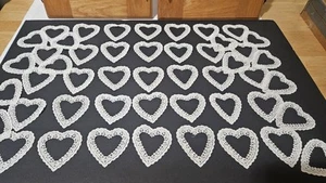 Lot 48 Vintage ? Lace Crochet Heart Applique Appliques Trim Craft Sewing 3" Wide - Picture 1 of 10