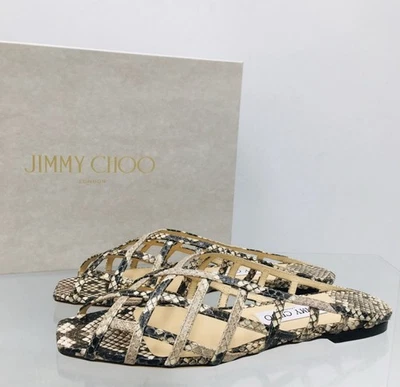 Jimmy Choo Sai Plano Natural Serpiente Cuero Plano Talla 38.5 EU US 8.5 M Foto 1 de 4