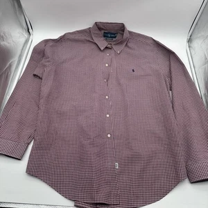 Ralph Lauren Shirt Sz XL Mens Red Gingham Check Cotton Preppy Pony Button Up - Picture 1 of 6