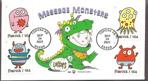 Trick or Treat con Message Monsters FDC - tutti e 4 i francobolli - McIntosh Cachets - Foto 1 di 1