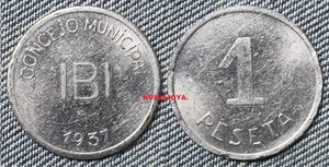 Spanish Civil War 1 peseta year 1937 IBI Municipal Council. Weight 5.96 gr. - Picture 1 of 2