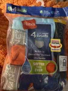 Hanes Boys Tagless Briefs 4-Pack No Ride Up Comfort Flex Waistband - Picture 1 of 4