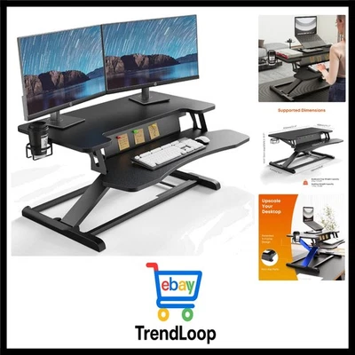 Ergonomischer Steh-Sitz Schreibtisch Zweistufig verstellbar Büro - Bild 1 von 4