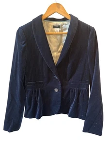 J Crew Damen Gr. 8 Samt Sakko Blazer Marine Schößchen Leise Luxus Winter Trend - Bild 1 von 7