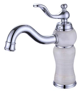 Lanc Luxury Stone Chrome Bathroom Faucet - European White Stone Basin - Picture 1 of 5