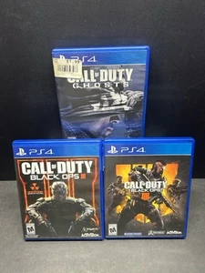 (3) Call Of Duty Playstation 4 PS4 Games Lot Bundle - Black Ops 3 & 4 And Ghosts - Picture 1 of 16