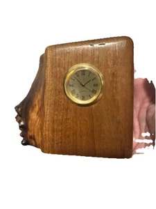 Charles Elkan Birds-Eye Maple Burl Wood Bookend Quartz Clock - Picture 1 of 5