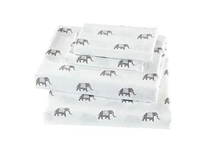 MK Home 3-teiliges Bettwäsche-Set weiß grau Elefant neu Zwilling - Bild 1 von 3