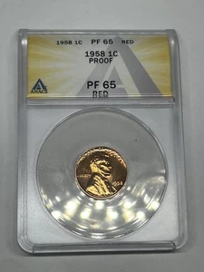 1958 P 1C Philadelphia Mint Lincoln Wheat Proof Penny Grade ANACS PF65 RD - Picture 1 of 4