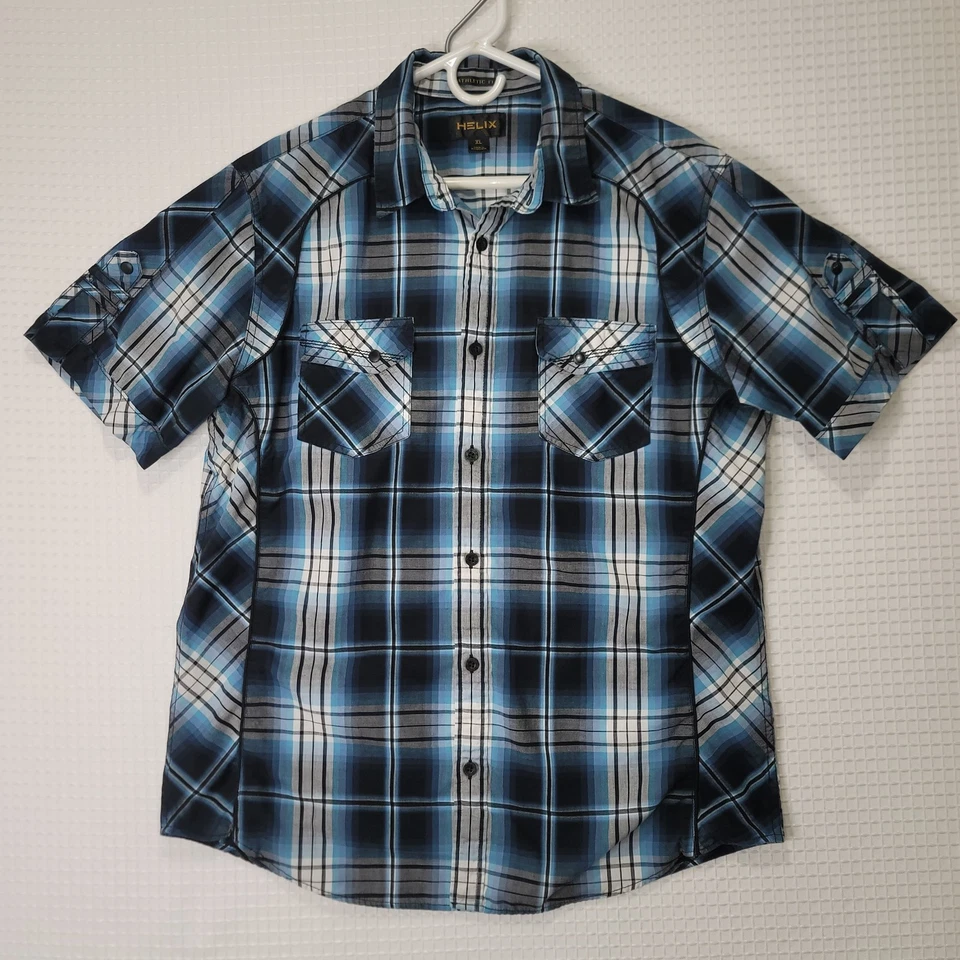 Polo HELIX con botones calce atlético a cuadros para hombre talla XL bolsillos delanteros Foto 1 de 4