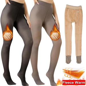Women Thermal Fleece Lined Tights Skin Look Warm Fake Pantyhose Stockings Winter - Picture 1 of 42