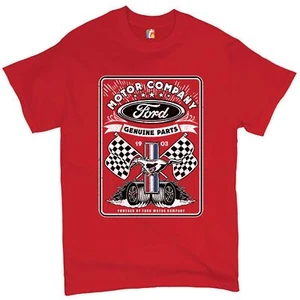 Ford Motor Company T-shirt Racing Flags Mustang Logo Licensed Men's Tee - Picture 1 of 66