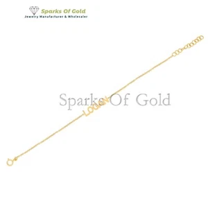 Brazalete con nombre de bloque de oro amarillo macizo de 14k hecho a mano regalo de cumpleaños para ella 7 pulgadas - Imagen 1 de 4