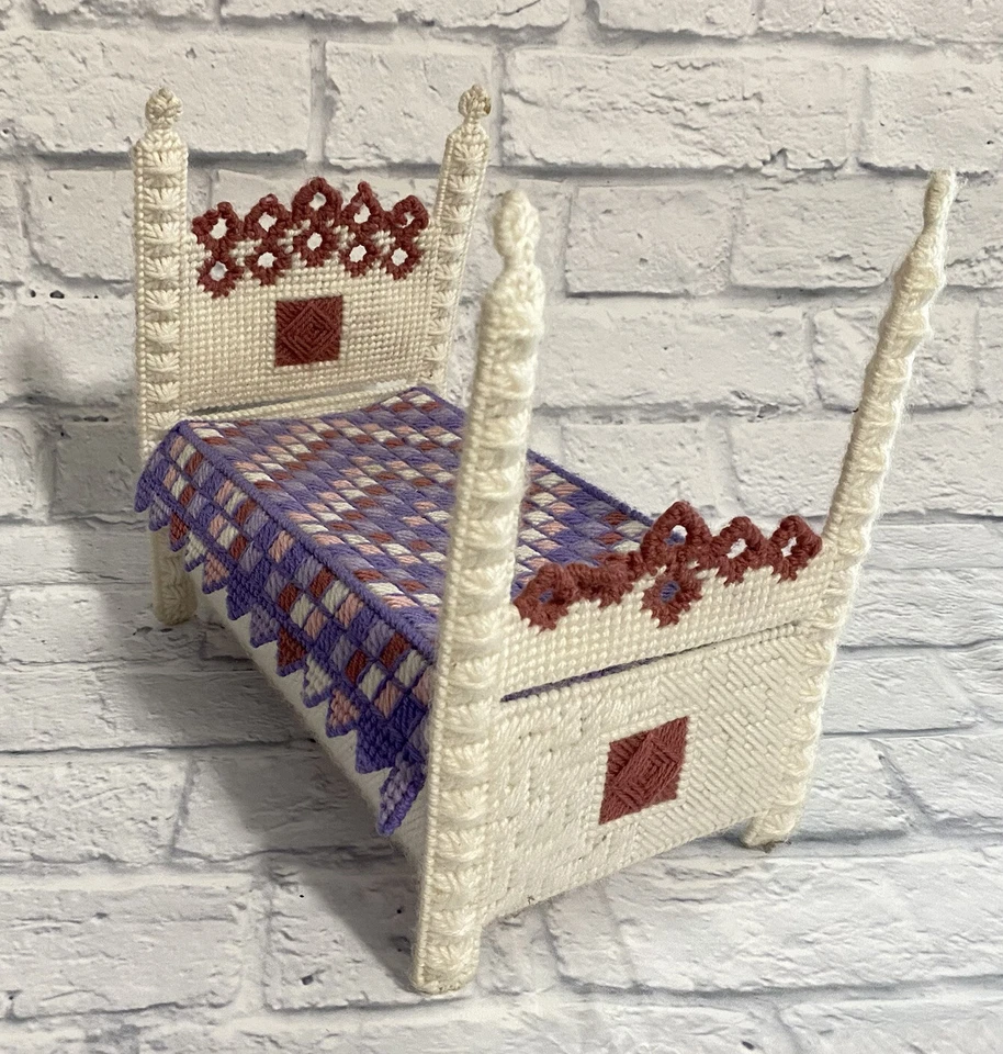 Handmade Doll Bed Pattern Design Crochet DIY Cute Pastel Spring Patterned - Image 1 of 4