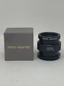 Adaptador fotográfico microscopio 20x50 1100 mm F:22 / 25x60 1350 mm F:23 lente cámara nuevo - Imagen 1 de 6