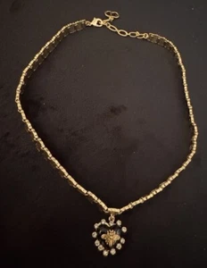 Vintage Of Gold Heart Necklace By Dior With Box - Imagen 1 de 5