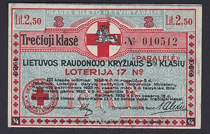 Lithuania Lottery ticket 1930 Nr.17, Klase 3, Series: 010512 Red Cross - Picture 1 of 2