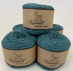 Alpaca Wool Skeins 100% Baby Alpaca Yarn Lot-5 Sport Weight Emerald Green 8185 - Picture 1 of 4