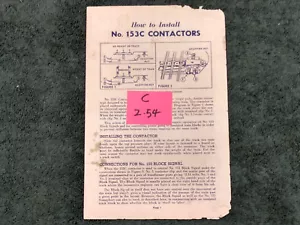 LIONEL # 153C INSTRUCCIONES CONTACTOR PARA 45N 151 152 153 ORIGINAL - Imagen 1 de 10